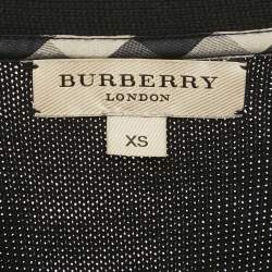 Pre Owned Burberry Black Rib Knit Wool Ruffled Sweater Dress XS