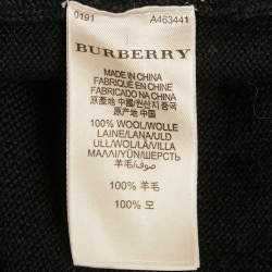 Pre Owned Burberry Black Rib Knit Wool Ruffled Sweater Dress XS
