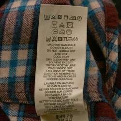 Pre Owned Burberry Burgundy Checks Cotton Long Sleeve Shirt XS