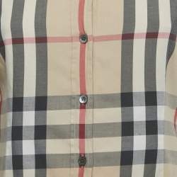 Pre Owned Burberry Beige Checks Cotton Shirt S