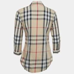 Pre Owned Burberry Beige Checks Cotton Shirt S
