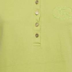Pre Owned Burberry Green Pique Polo T-Shirt M