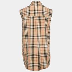 Pre Owned Burberry Beige Beige Checks Cotton Sleeveless Shirt S