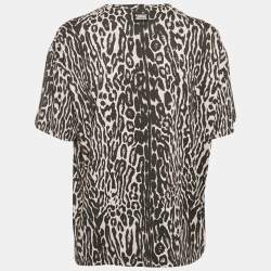 Pre Owned Burberry Monochrome Leopard Print Jersey T-Shirt S