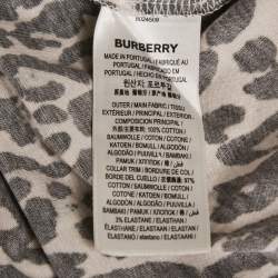 Pre Owned Burberry Monochrome Leopard Print Jersey T-Shirt S