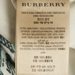 Pre Owned Burberry Multicolor Framed Heads Print Silk Lace Trim Maxi Dress M