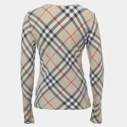 Pre Owned Burberry Beige Nova Check Pattern Jersey Top M 