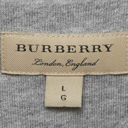Pre Owned Burberry Grey Printed Cotton Knit Crewneck Sweatshirt L