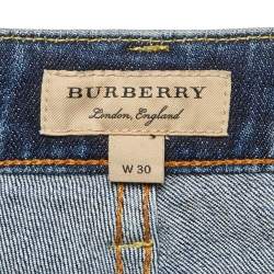 Pre Owned Burberry Blue Denim Mid Rise Skinny Jeans M/Waist 33"