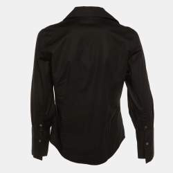 Pre Owned Burberry Black Stretch Cotton Button Front Shirt M