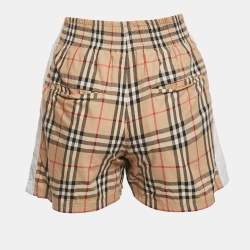 Pre Owned Burberry Beige Check Print Cotton Shorts XS 