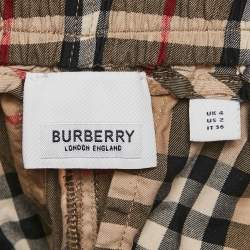Pre Owned Burberry Beige Check Print Cotton Shorts XS 