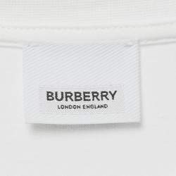 Pre Owned Burberry White Botanical Sketch Print Applique Cotton T-Shirt XL