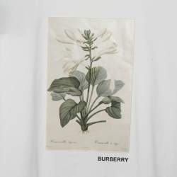 Pre Owned Burberry White Botanical Sketch Print Applique Cotton T-Shirt XL