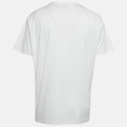 Pre Owned Burberry White Botanical Sketch Print Applique Cotton T-Shirt XL