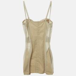 Pre Owned Burberry Beige Cotton and Mesh Panaled Top S