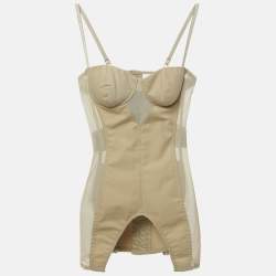 Pre Owned Burberry Beige Cotton and Mesh Panaled Top S