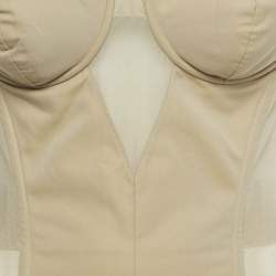 Pre Owned Burberry Beige Cotton and Mesh Panaled Top S