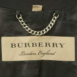 Pre Owned Burberry Navy Blue Felt Baschurch Military Style Tail Jacket S