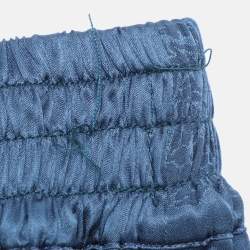 Pre Owned Burberry Midnight Blue Satin Logo Elasticized Waist Pants S