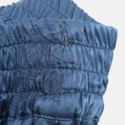 Pre Owned Burberry Midnight Blue Satin Logo Elasticized Waist Pants S