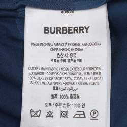 Pre Owned Burberry Midnight Blue Satin Logo Elasticized Waist Pants S