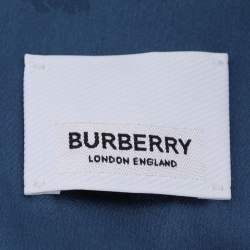 Pre Owned Burberry Midnight Blue Satin Logo Long Sleeve Shirt S