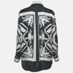 Pre Owned Burberry Black Statue Print Silk Blouse S 