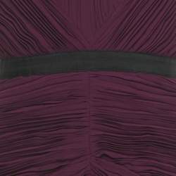 Pre Owned Burberry Burgundy Plisse Sleeveless Sheath Dress S
