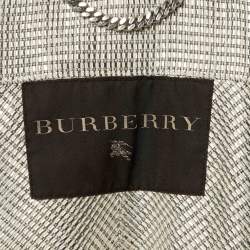 Pre Owned Burberry Silver Lurex Detail Double Breasted Coat M