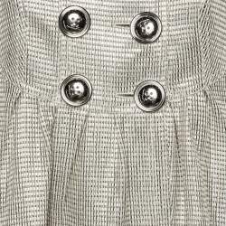 Pre Owned Burberry Silver Lurex Detail Double Breasted Coat M