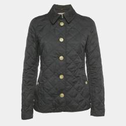 Pre Owned Burberry Black Synthetic Diamond Quilted Jacket S