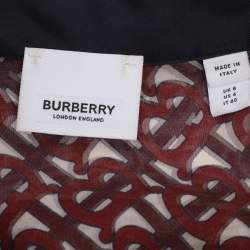 Pre Owned Burberry Red/Blue Monogram Print Chiffon Shirt Dress S