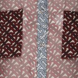 Pre Owned Burberry Red/Blue Monogram Print Chiffon Shirt Dress S