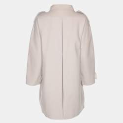 Pre Owned Burberry Grey Wool Blend Short Trench Coat M