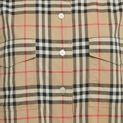Pre Owned Burberry Beige Vintage Check Print Cotton Full Sleeve Shirt M