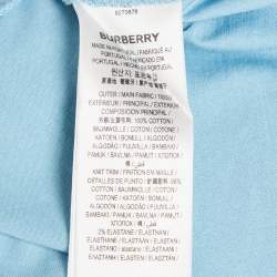 مملوكة مسبقًا Burberry Blue Logo Embroidery Cotton Crew Neck T-Shirt XL