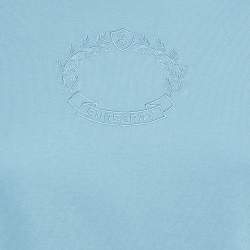 مملوكة مسبقًا Burberry Blue Logo Embroidery Cotton Crew Neck T-Shirt XL