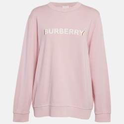 Pre Owned Burberry Pink Logo Print Cotton Crew Neck Sweatshirt XL