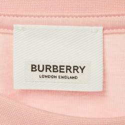 Pre Owned Burberry Pink Logo Print Cotton Crew Neck T-Shirt XL