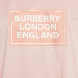 Pre Owned Burberry Pink Logo Print Cotton Crew Neck T-Shirt XL