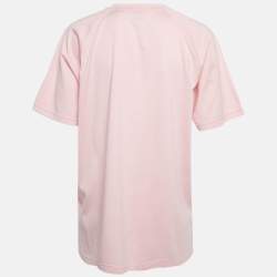 Pre Owned Burberry Pink Logo Print Cotton Crew Neck T-Shirt XL