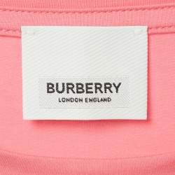 Pre Owned Burberry Pink Logo Print Cotton and Modal Crew Neck T-Shirt XL 