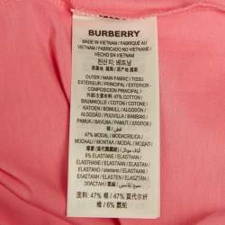 Pre Owned Burberry Pink Logo Print Cotton and Modal Crew Neck T-Shirt XL 