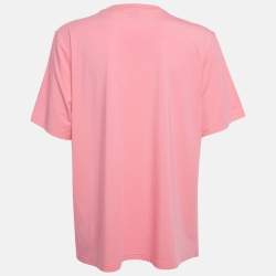 Pre Owned Burberry Pink Logo Print Cotton and Modal Crew Neck T-Shirt XL 