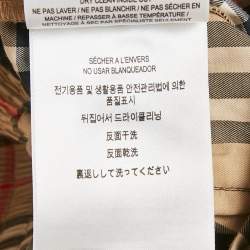 Pre Owned Burberry Beige Check Print Cotton Contrast Side Trim Louane Trousers XS