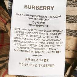 Pre Owned Burberry Beige Check Print Cotton Contrast Side Trim Louane Trousers XS