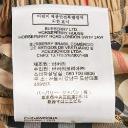 Pre Owned Burberry Beige Check Print Cotton Contrast Side Trim Louane Trousers XS