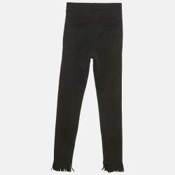 Pre Owned Burberry Black Crepe Fringed Hem Trousers XS