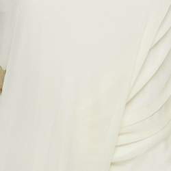 Pre Owned Burberry Cream Star Embellished Jersey Draped Knee-Length Dress S